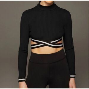 Michi APEX RIBBED LONG SLEEVE TOP Black Medium